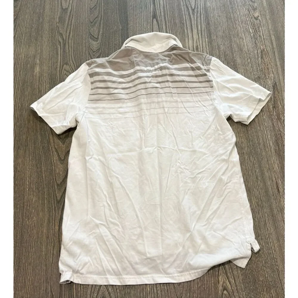 Banana Republic Mens Polo Shirt Short Sleeve Cotton Stripe White/Gray Size S